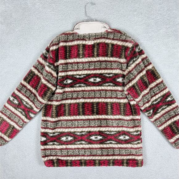 HOOEY Pullover Men’s Medium Burgundy Tan Aztec 1/4 Zip Southwestern Sweater - Picture 2 of 9